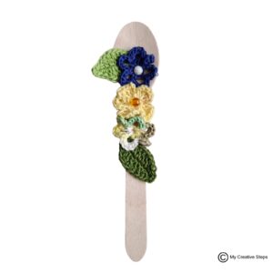 Magnet handmade din flori albastre și galbene