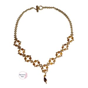Colier handmade din mărgele cehești Firepolish și mărgele japoneze Toho