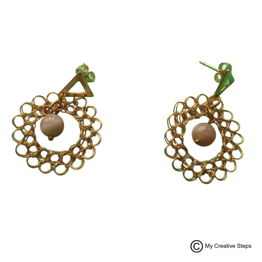 Cercei handmade Floare piatra soarelui - imagine 2